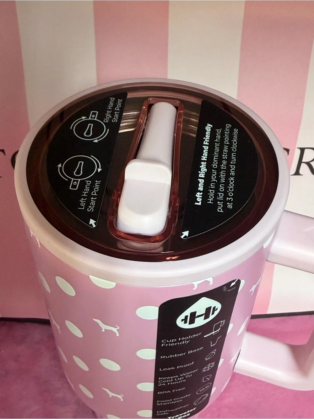 Victoria's Secret PINK x Hydrojug  POLKA DOT PUPPY dog print VIRAL tumbler 40oz